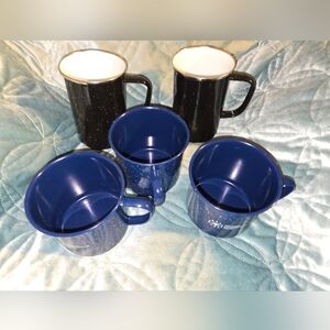 Speckled Ceramic Mug Set - Black and Blue